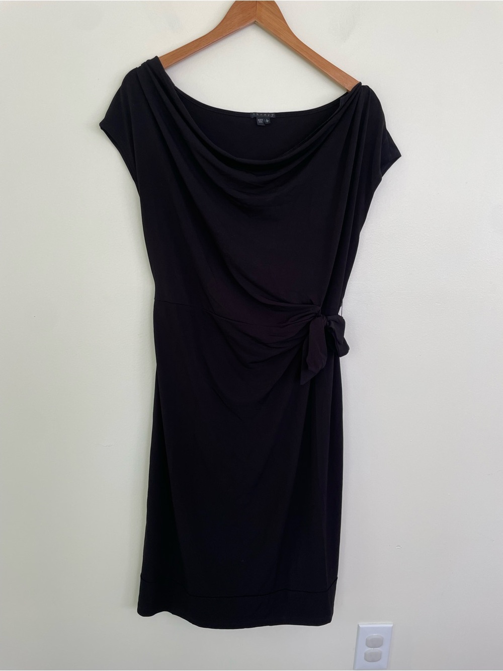 Theory Cowl Neck Waist Tie Midi Dress in Black size L Large Minimalist Luxury